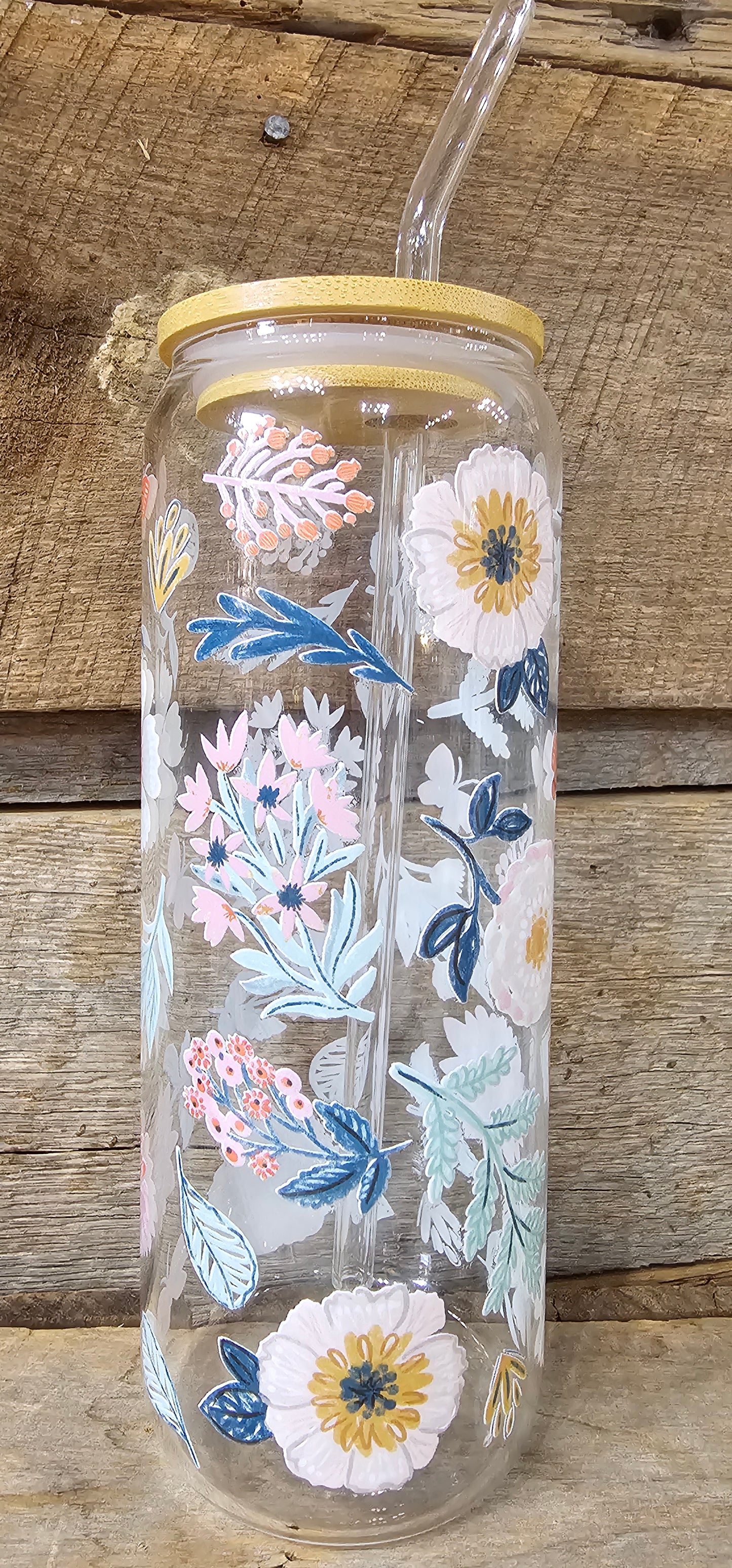 COLD BREW GLASS 24 OZ FLORAL