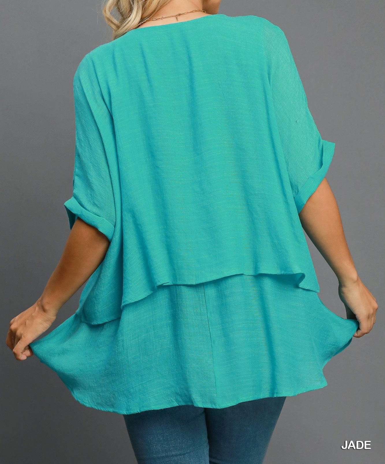 CUFFED HALF SLEEVE LAYERED TUNIC