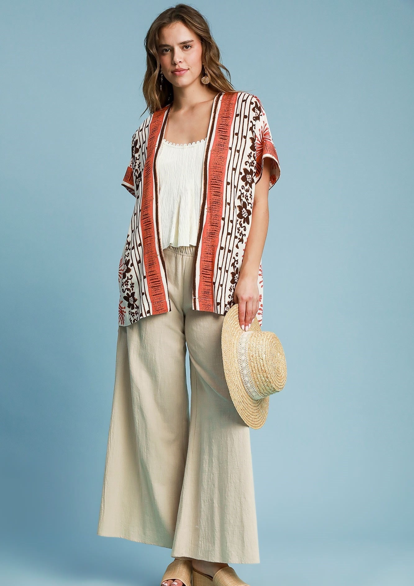 MIXED BORDER PRINT KIMONO