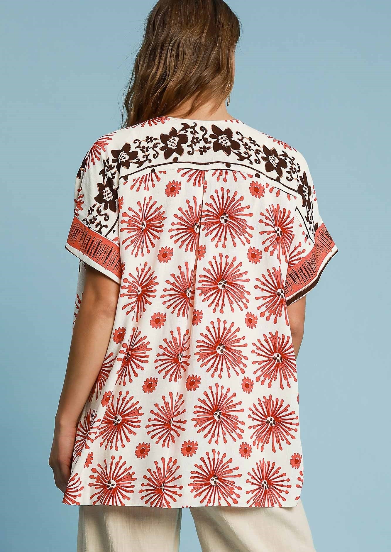 MIXED BORDER PRINT KIMONO