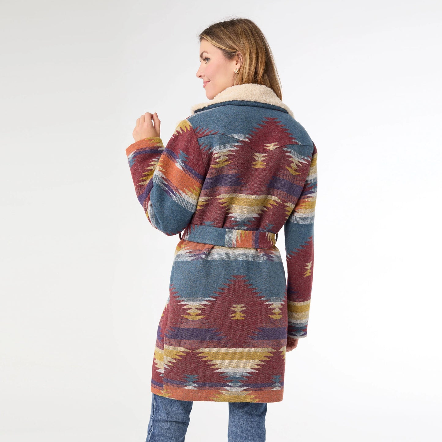 RUBY BELTED AZTEC PRINT JACKET