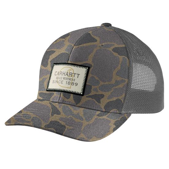 CARHARTT WOOL MESH BACK CAMO LOGO PATCH CAP