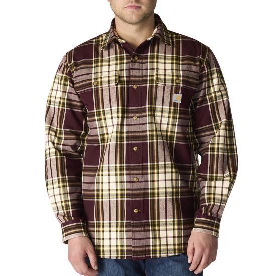 CARHARTT LOOSE FIT HEAVYWEIGHT FLANNEL LONG SLEEVE PLAID SHIRT TALL