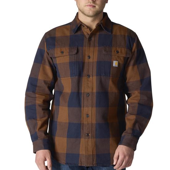 CARHARTT LOOSE FIT HEAVYWEIGHT FLANNEL LONG SLEEVE PLAID SHIRT TALL