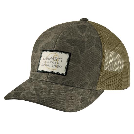 CARHARTT WOOL MESH BACK CAMO LOGO PATCH CAP
