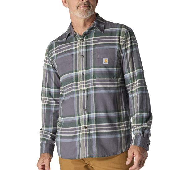CARHARTT RUGGED FLEX RELAXED FIT MIDWEIGHT FLANNEL LONG SLEEVE PLAID SHIRT