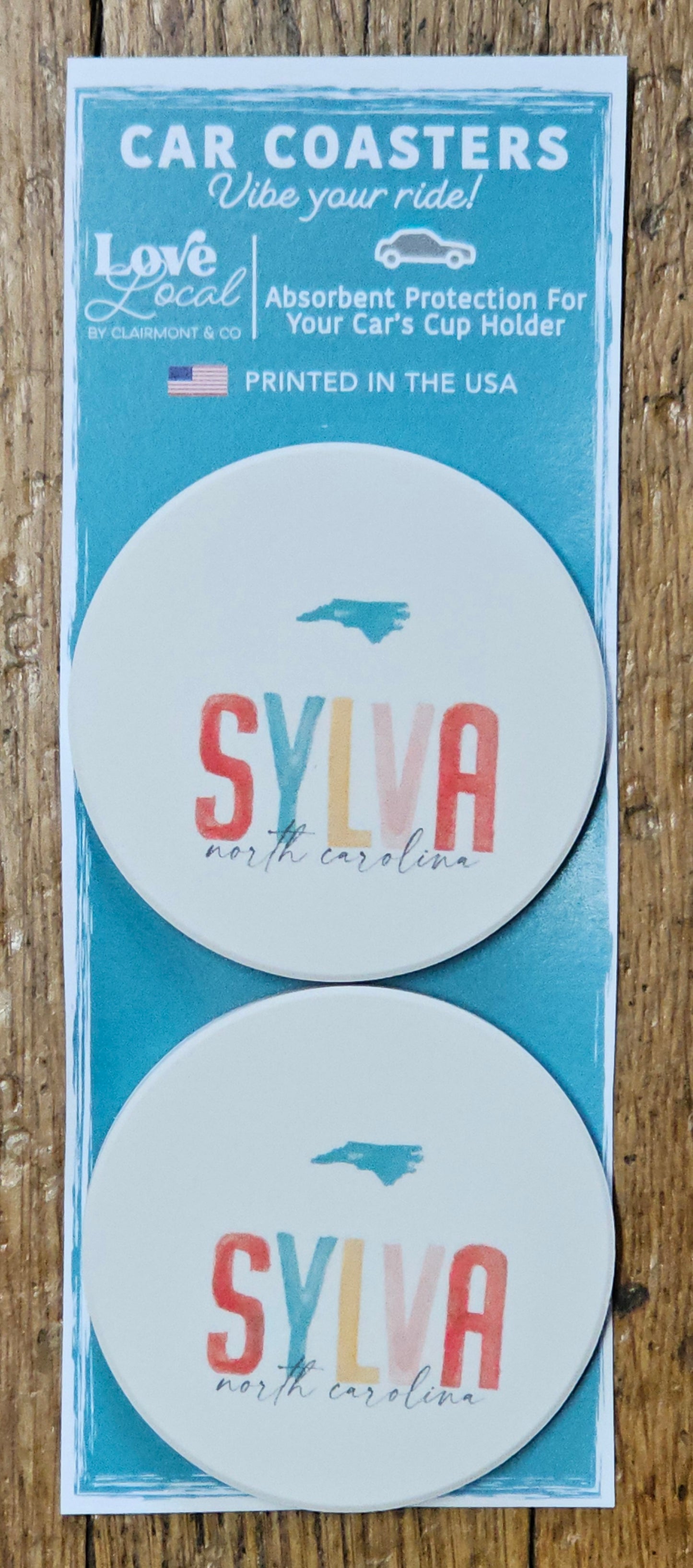 CAR COASTER 2 PK LOVE LOCAL SYLVA
