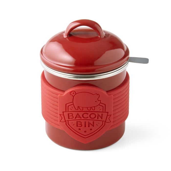 METAL BACON BIN RED