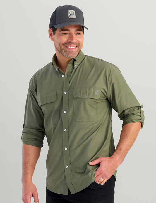 HUK NEXT LEVEL LONG SLEEVE BUTTON UP SHIRT