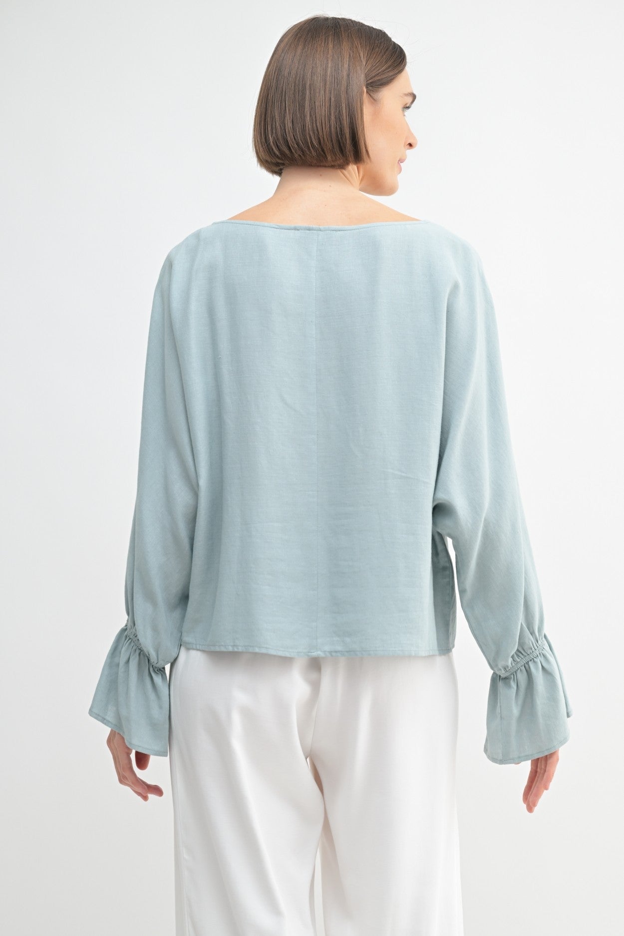 LINEN DOLMAN SLEEVE BLOUSE