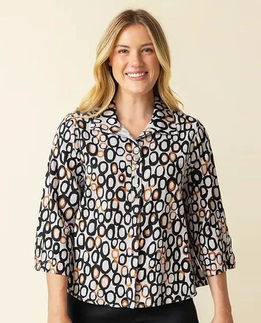 HABITAT LINEN CIRCLE RETRO SWING SHIRT
