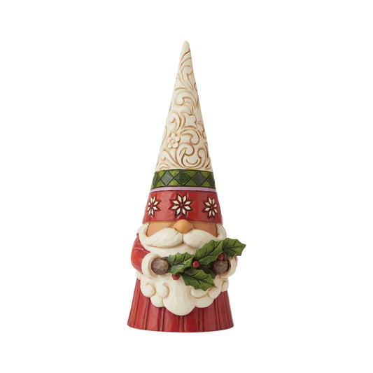 JIM SHORE CHRISTMAS GNOME HOLDING HOLLY