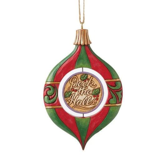 JIM SHORE ROTATING SANTA & DECK THE HALLS ORNAMENT