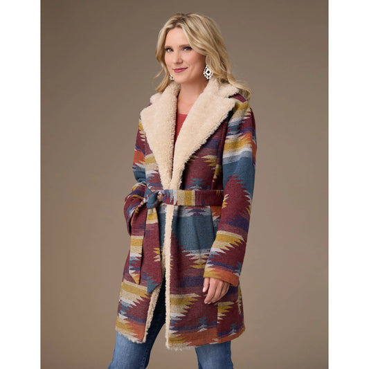 RUBY BELTED AZTEC PRINT JACKET