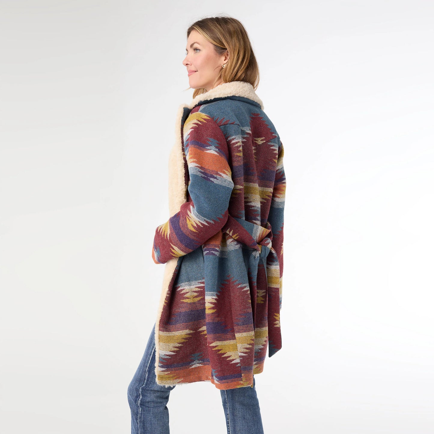 RUBY BELTED AZTEC PRINT JACKET