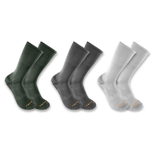 CARHARTT MIDWEIGHT COTTON TENCEL COMFORT CREW SOCK 3 PACK