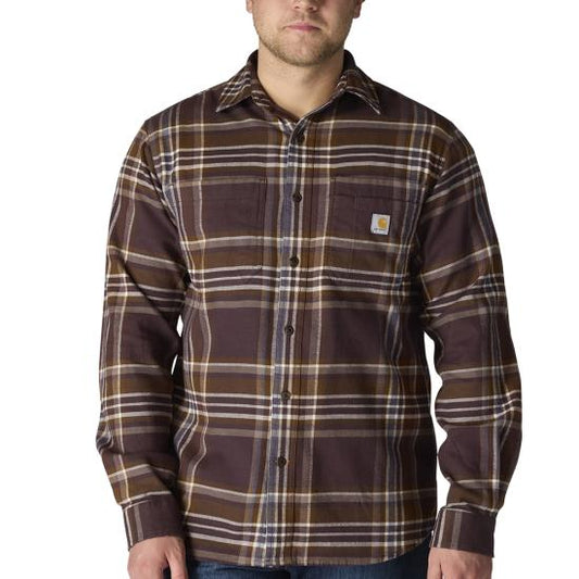 CARHARTT RUGGED FLEX RELAXED FIT MIDWEIGHT FLANNEL LONG SLEEVE PLAID SHIRT BIG