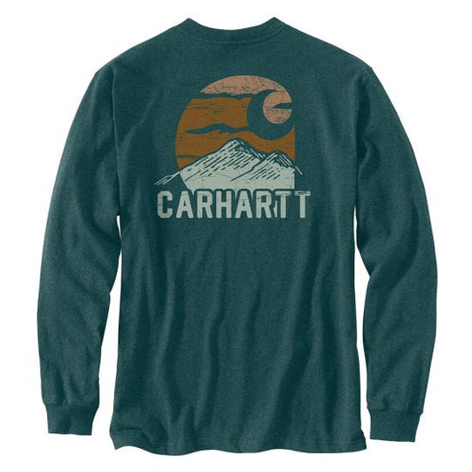 CARHARTT RELAXED FIT HEAVYWEIGHT LONG SLEEVE MOUNTAIN GRAPHIC T SHIRT