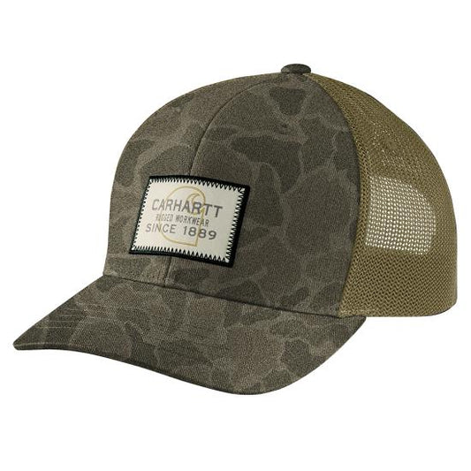 CARHARTT WOOL MESH BACK CAMO LOGO PATCH CAP