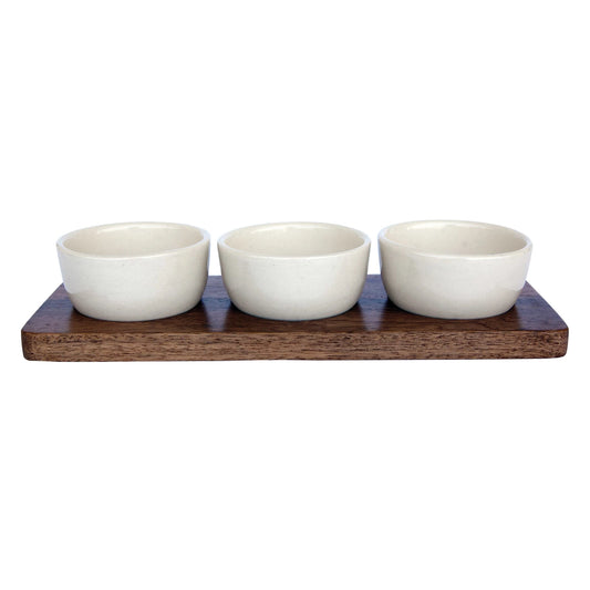 MANGO WOOD TRAY W/BOWLS