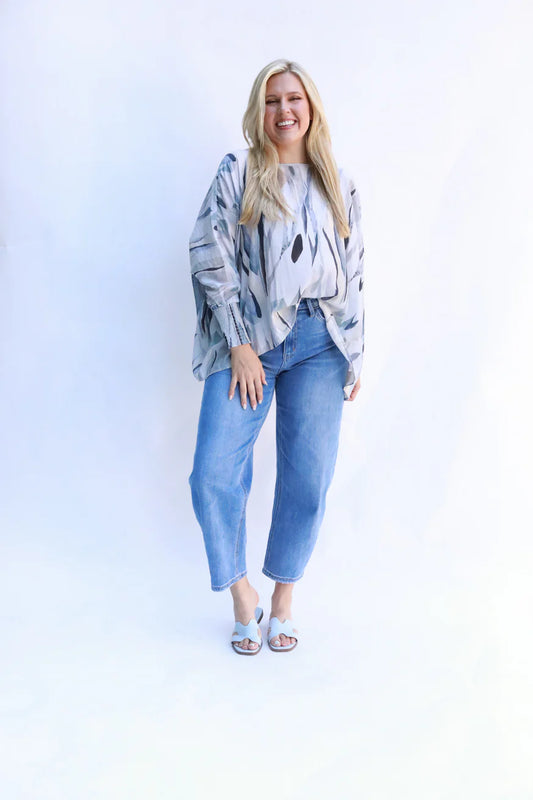 FUN2FUN SMOCKED CUFF BLOUSE