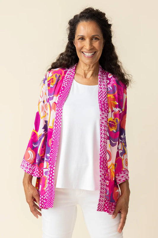 HABITAT VISCOSE RAYON BEACH MIX KIMONO COVERUP