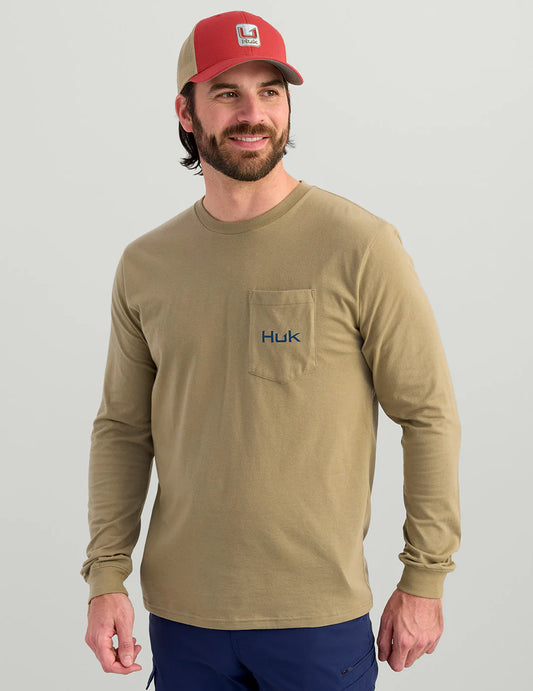 HUK KC FRESHWATER GRAPHIC LONG SLEEVE POCKET TEE