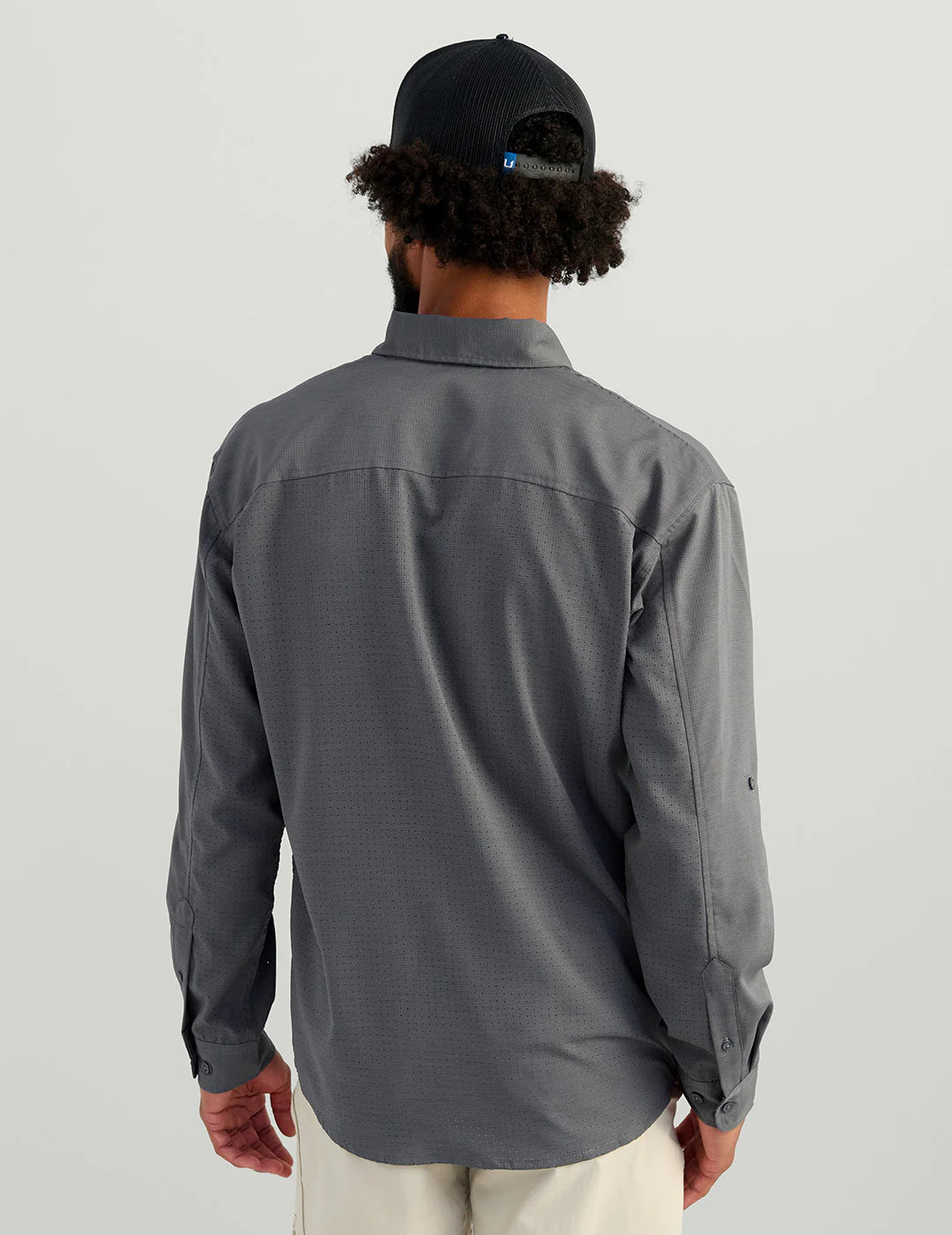 HUK TIDE POINT HEATHERED RIPSTOP LONG SLEEVE SHIRT