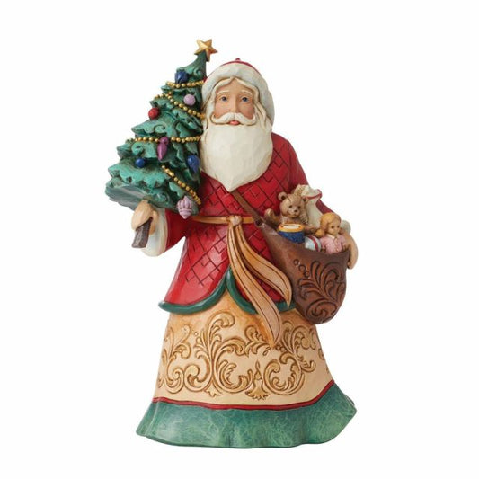 JIM SHORE SANTA WITH TREE AND TOYBAG