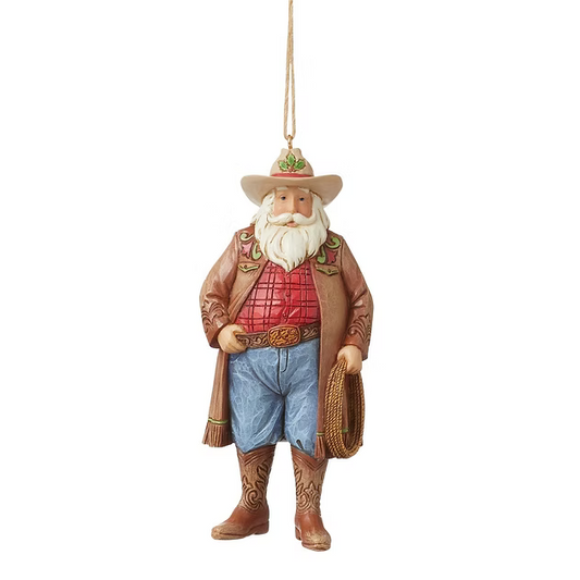 JIM SHORE WESTERN SANTA WITH COWBOY HAT ORNAMENT