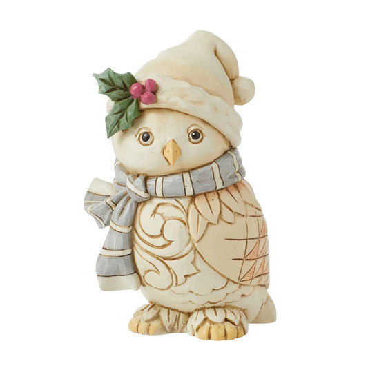 JIM SHORE WHITE WOODLAND OWL WITH SCARF