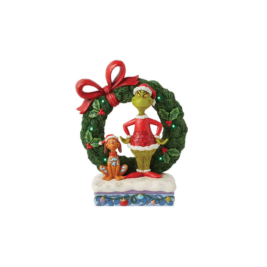 JIM SHORE GRINCH & MAX IN WREATH
