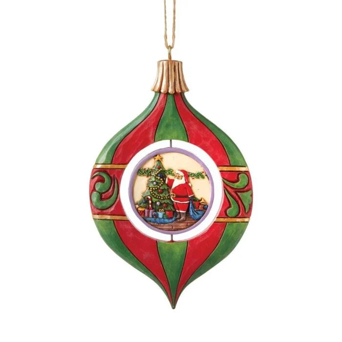 JIM SHORE ROTATING SANTA & DECK THE HALLS ORNAMENT