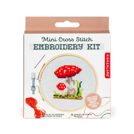MINI CROSS STITCH EMBROIDERY KIT MUSHROOM