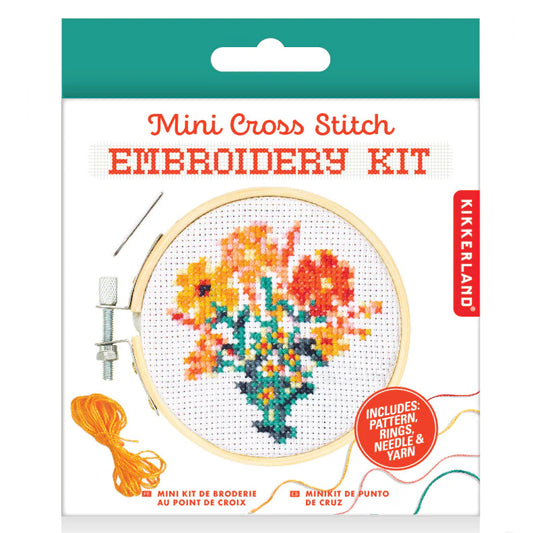 MINI CROSS STITCH EMBROIDERY KIT FLOWERS