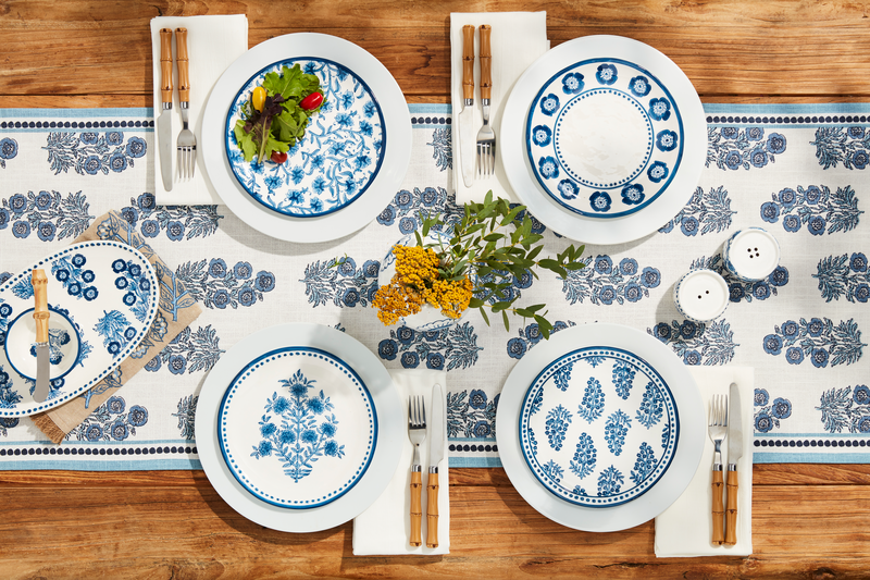 BLUE BLOCK PRINT TABLE RUNNER