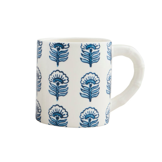 BLOCK PRINT FLORAL MUG
