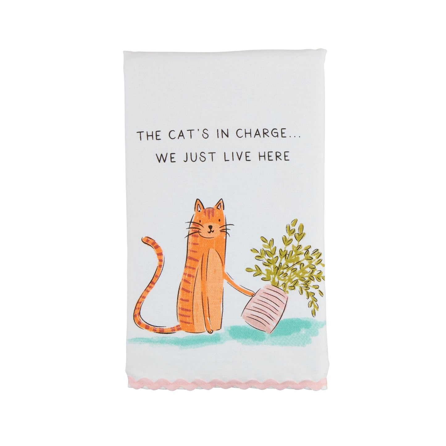 CAT IN CHARGE RIC RAC TOWEL