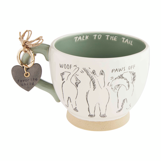TALK TO THE TAIL DOG MUG AND TAG SET