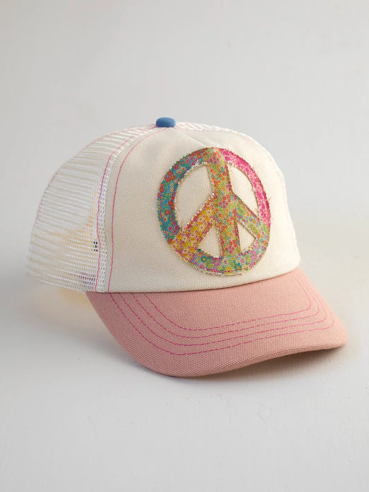 CANVAS TRUCKER HAT PEACE SIGN