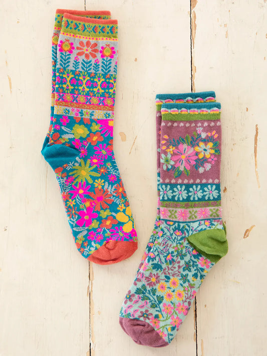 BOHO SOCK SET BLUE FLOWER