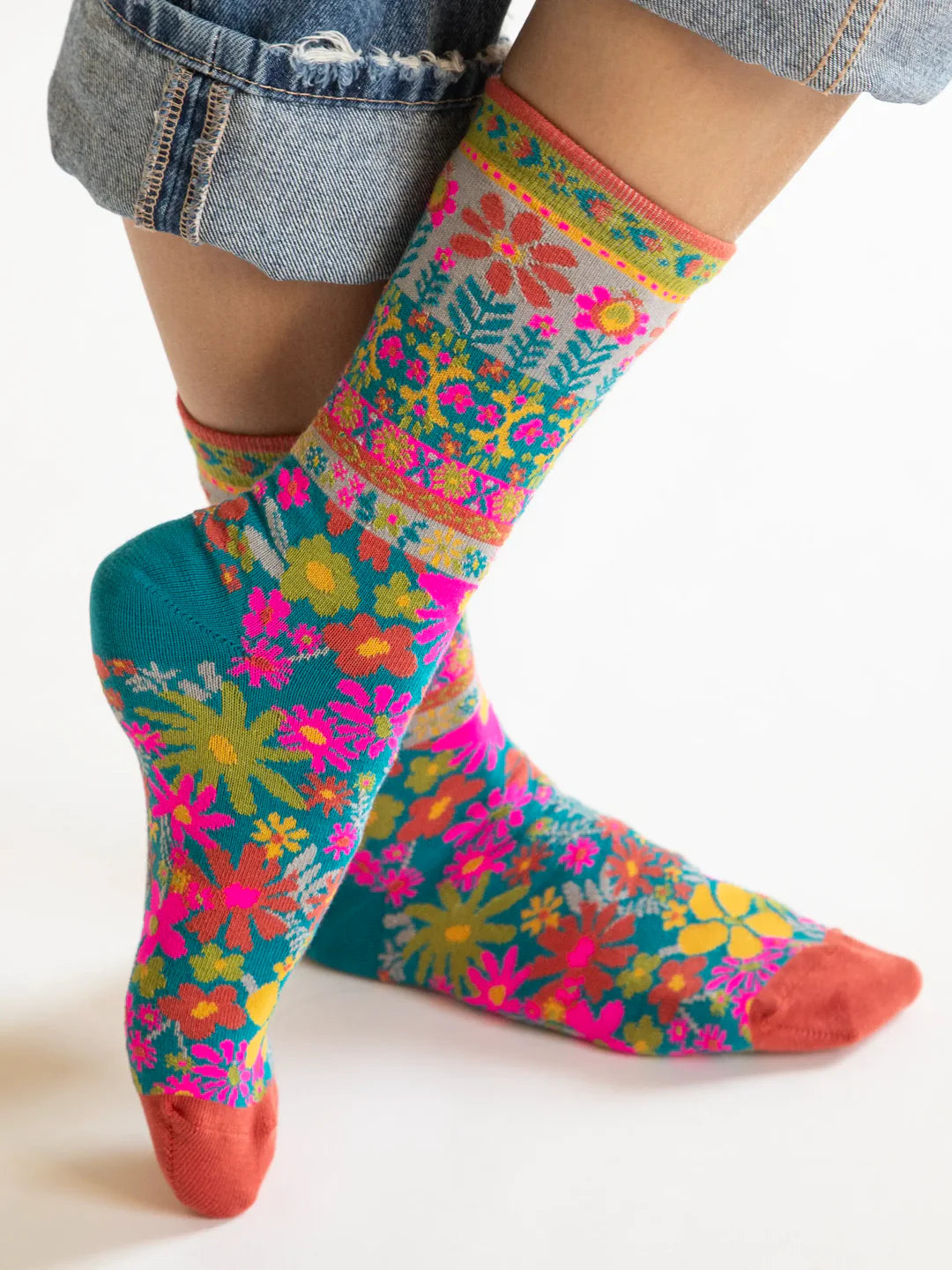 BOHO SOCK SET BLUE FLOWER