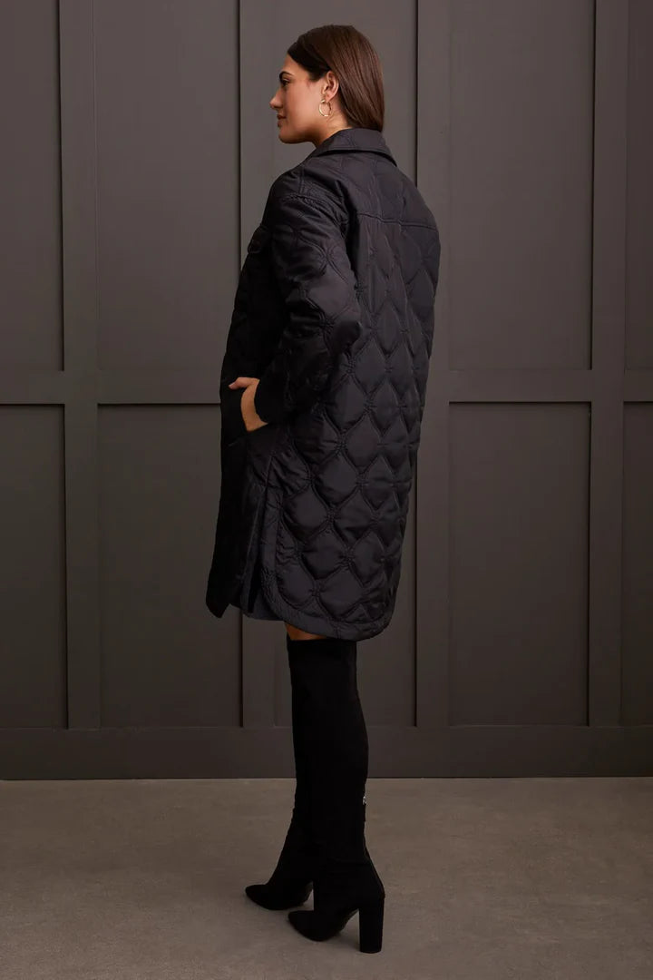 TRIBAL LONG BUTTON FRONT QUILTED JACKET